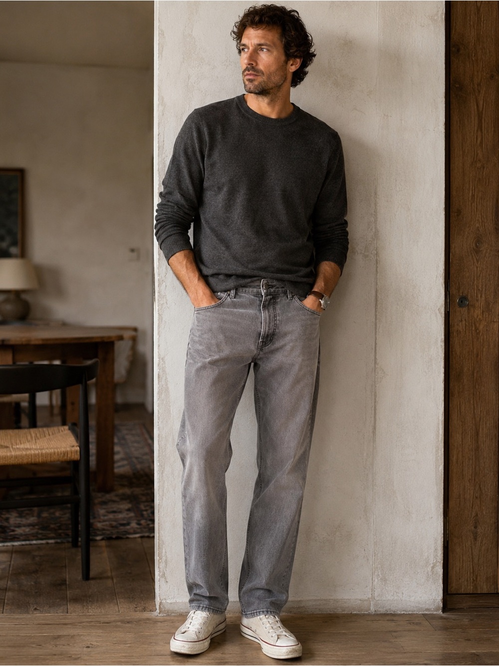Peter Millar Relaxed Straight Jeans in Washed Gray